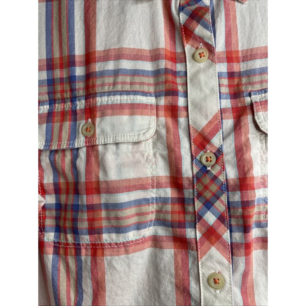 THE NORTH FACE Women's Orange & White Plaid Long Sleeve Button-Down Shirt XL - Picture 3 of 6
